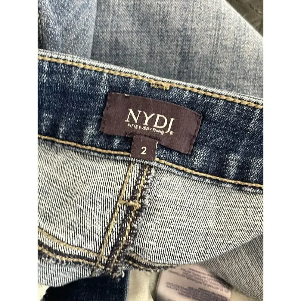 NYDJ Jeans Women's Size 2 Marilyn Straight Raw Hem Ankle Length